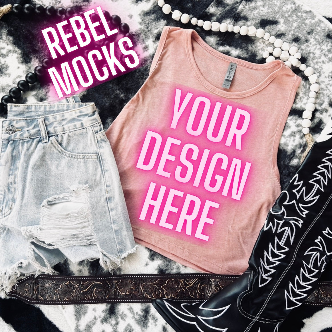 VIBIN Next Level Desert Pink Tank Flat Lay Mock UP