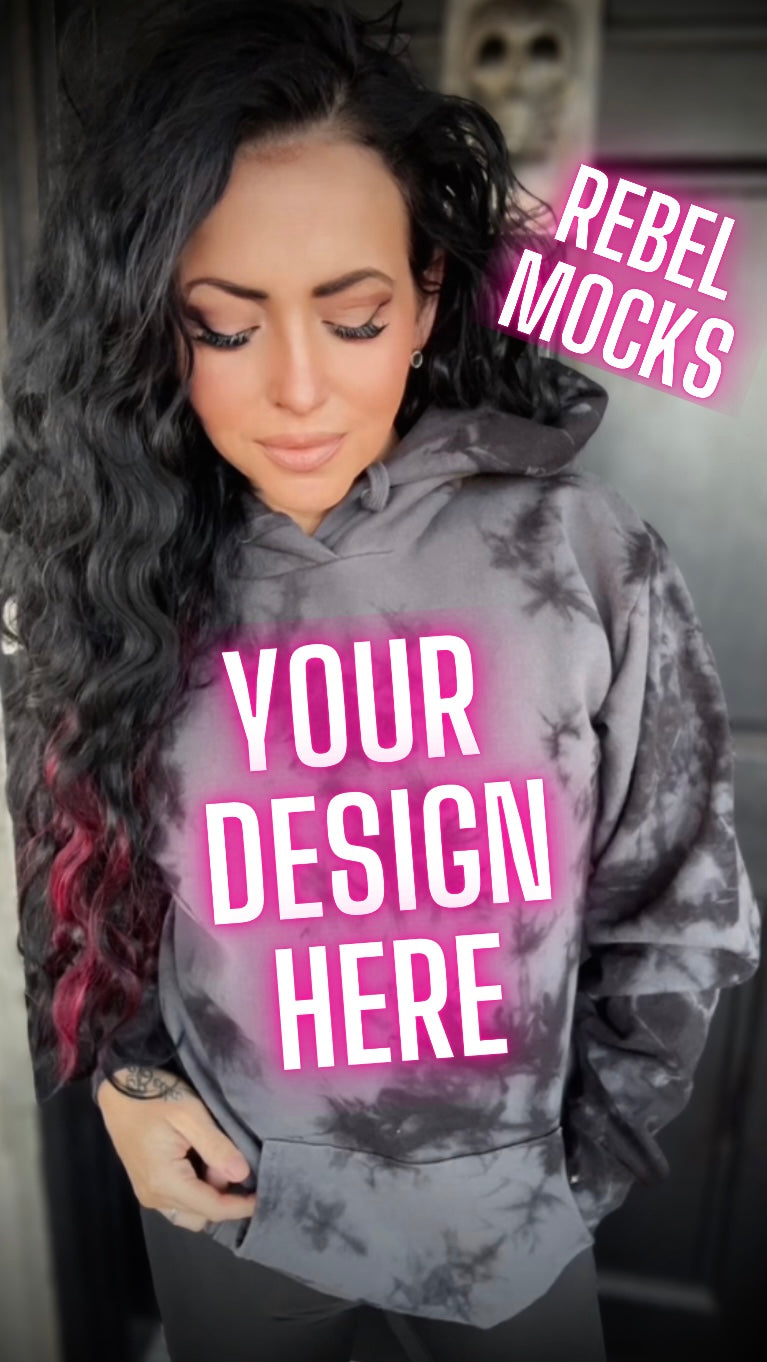 Black Crystal Dye Hoodie Model Mock Up