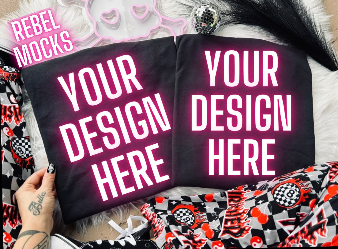 Black Tee Trending Alternative Flat Lay Mockup