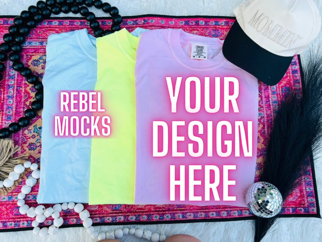 Comfort Colors Collage Trendy Mock Up Bundle Flat Lay