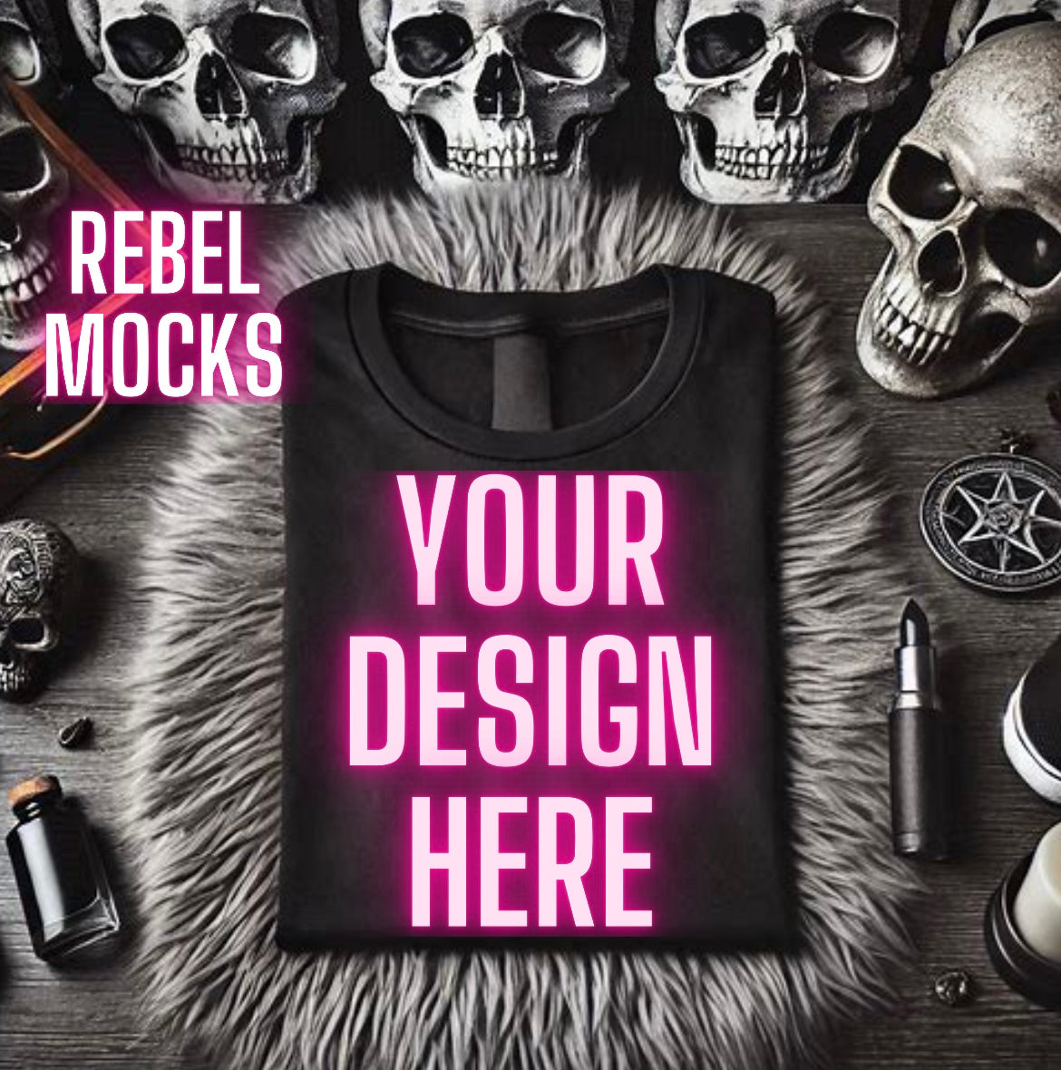 Black Tee Alternative Flat Lay Mock Up