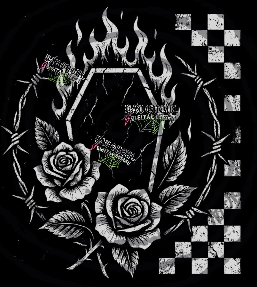 Coffin Checkered PNG DOWNLOAD Black Fabric Only