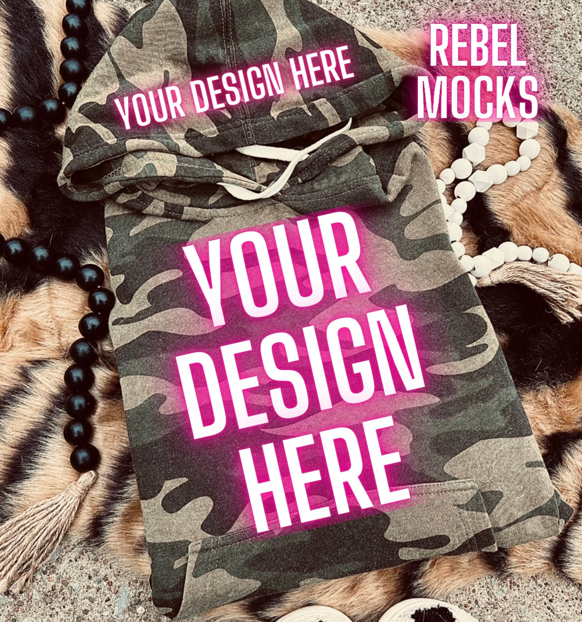 Camo Hoodie J America Brand Sweatshirt Flat Lay Mock Up TRENDING