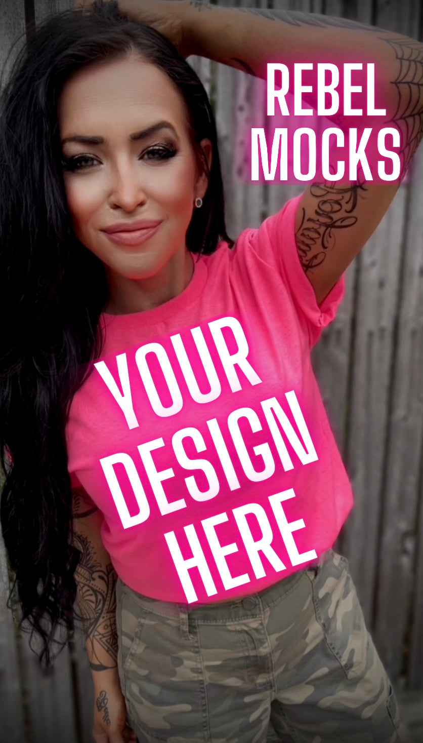 Neon Pink Tee Model Mock Up Edgy Vibes