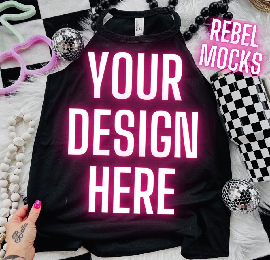 Black Rocker Tank Flat Lay Trending Mock Up Flat Lay