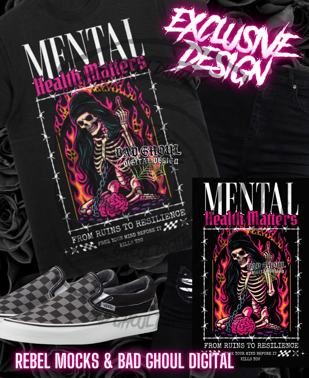 Exclusive Mental Health Matters PNG DOWNLOAD Black Fabric Only