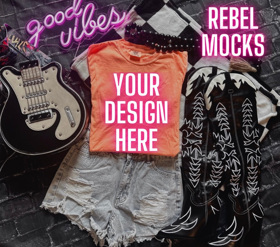 Neon Canteloup Flat Lay Trendy Mock Up EDGY