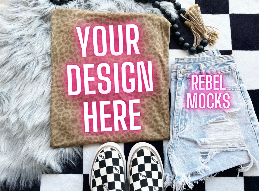 LAT Brown Leopard Flat Lay Mock Up