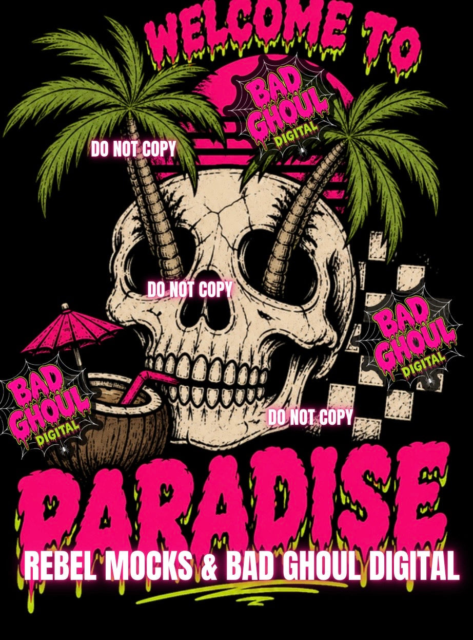 Welcome To Paradise |Black Fabric|PNG DOWNLOAD