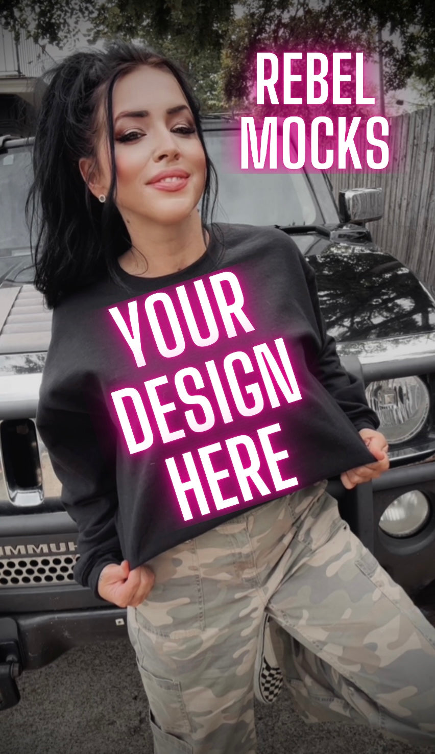 Black Crew Neck Sweatshirt Model Mock Up Edgy Vibes