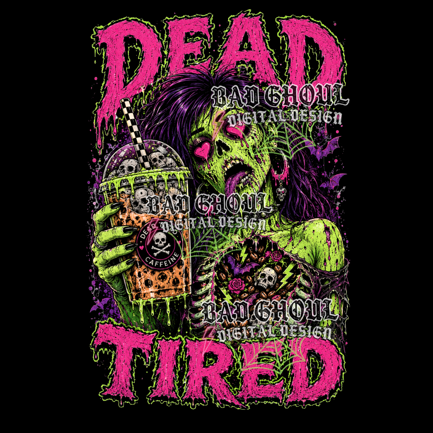 Dead tired | PNG DOWNLOAD | Black Fabric Only