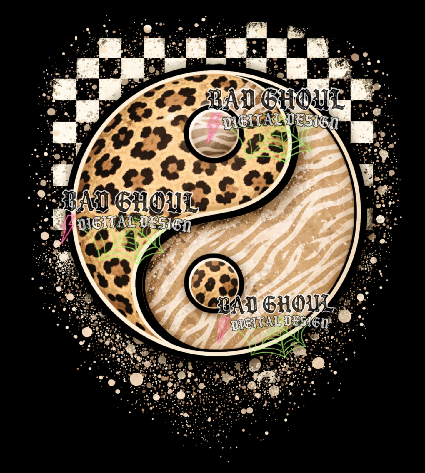 Ying Yang - Leopard + Zebra Print | PNG DOWNLOAD BLACK FAB ONLY