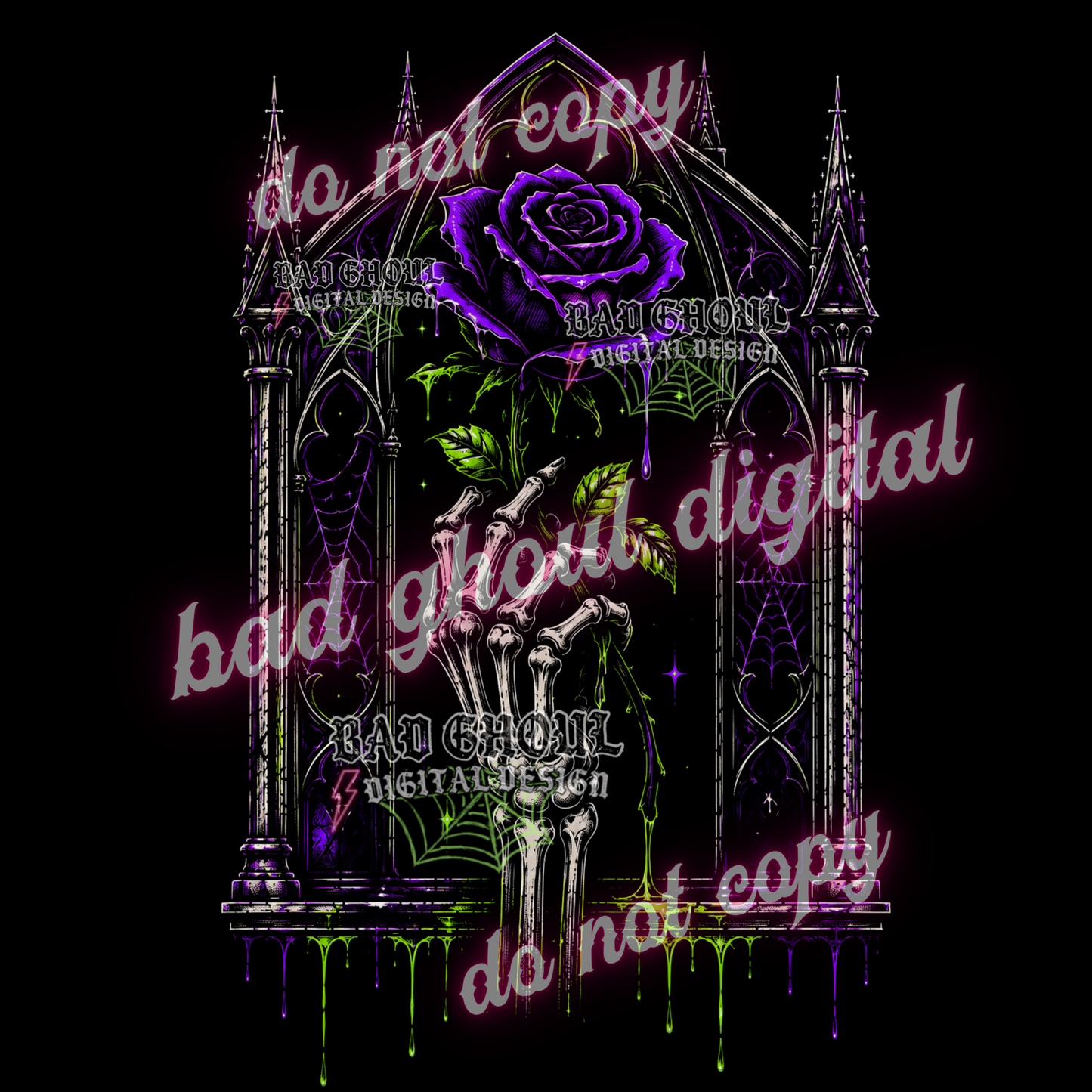 Cathedral + Purple Rose | PNG DOWNLOAD BLACK FAB ONLY