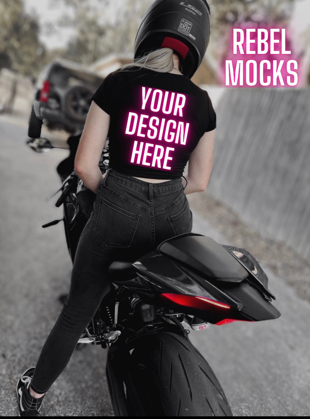 Yamaha Rocket Baddie Black Crop Model Mock Up