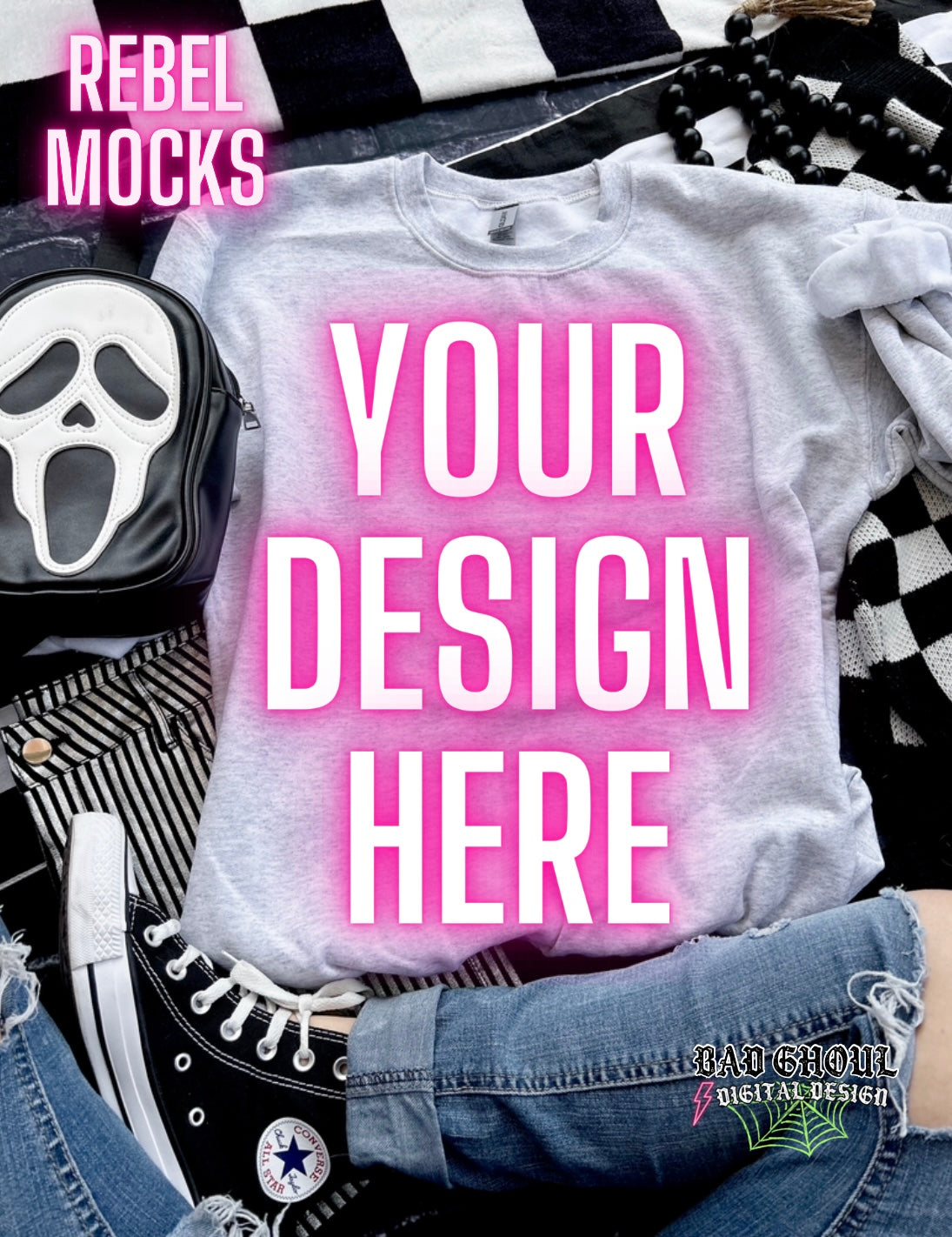 Ash crew neck sweatshirt Flat Lay Mock Up TRENDING