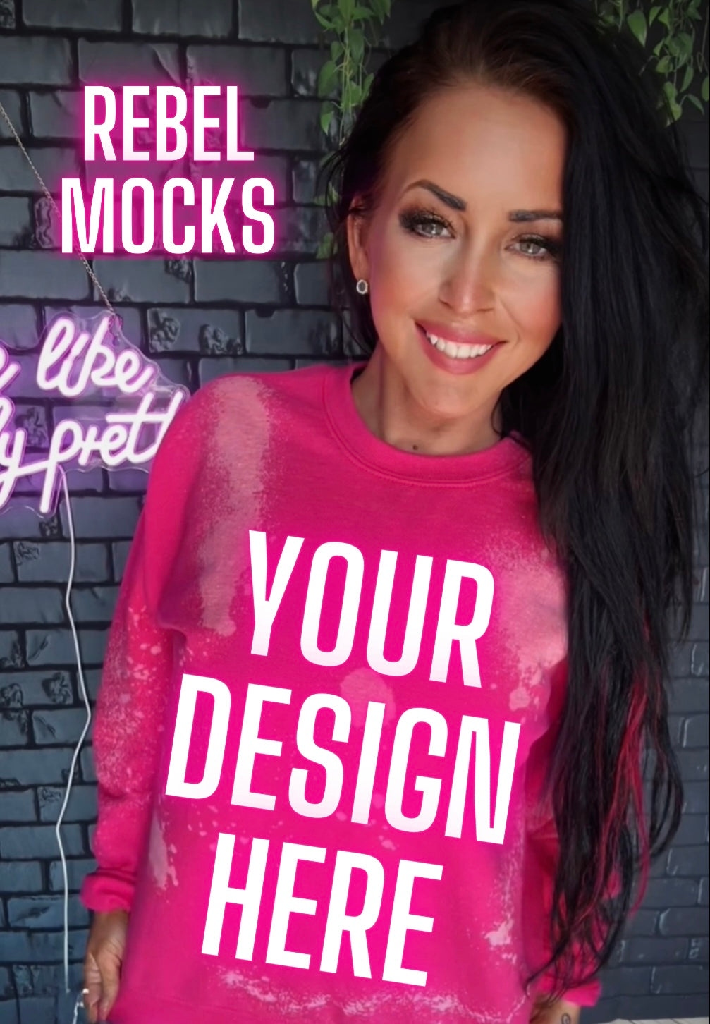 Heliconia Acid Wash Crew Neck Sweatshirt IRL Model Mock Up TRENDING VIBES