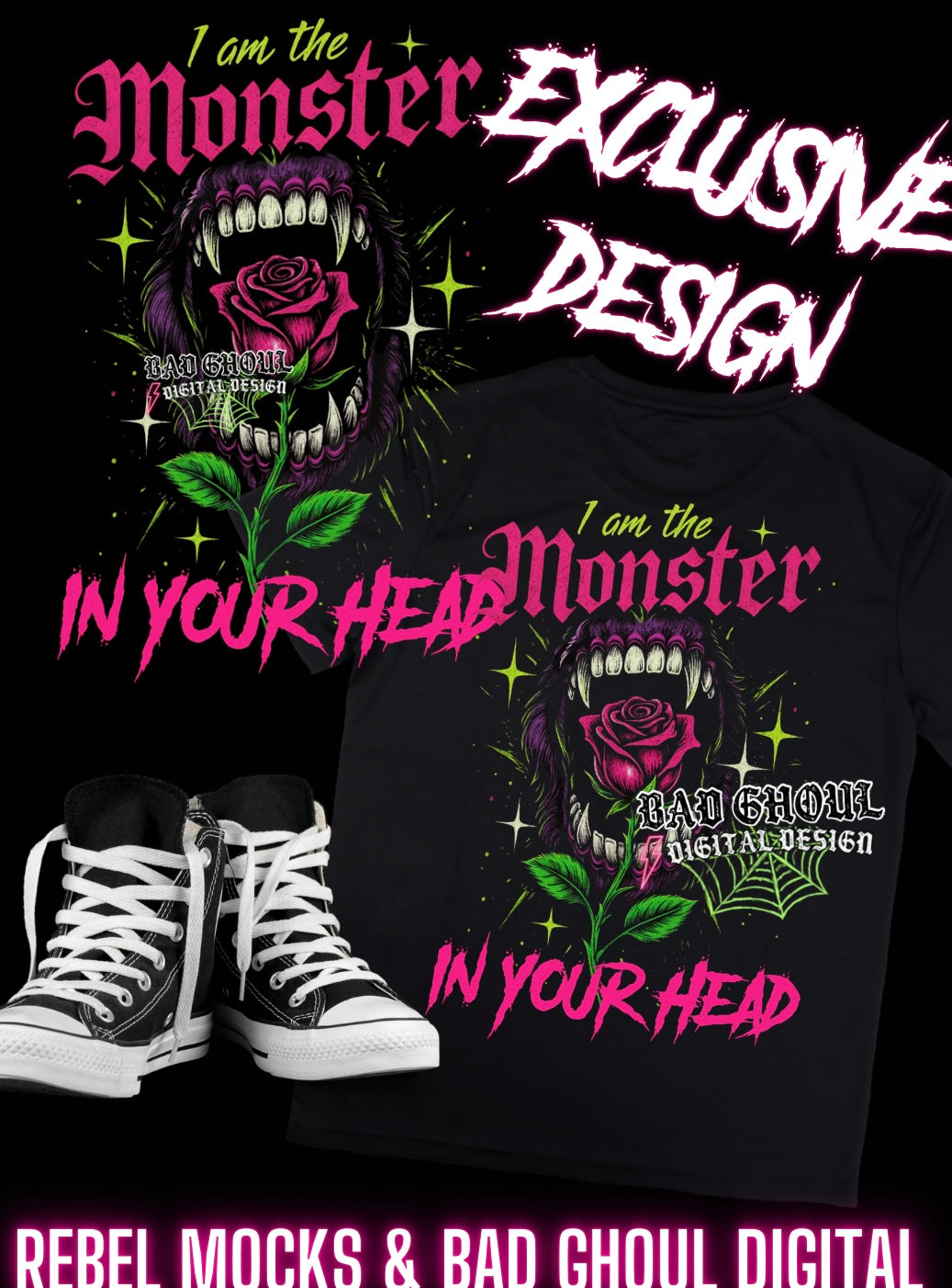 EXCLUSIVE I Am The Monster In YOur Head BLACK Fabric ONLY PNG Download