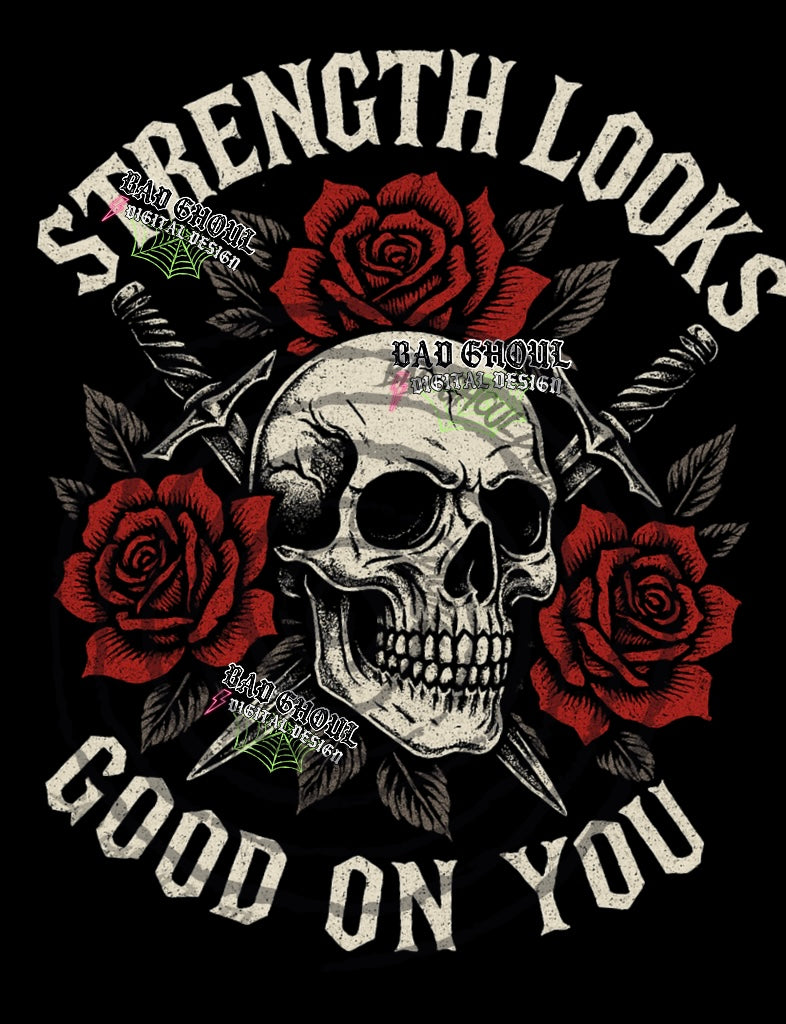Strength Looks Good PNG DOWNLOAD Black Fabric Only