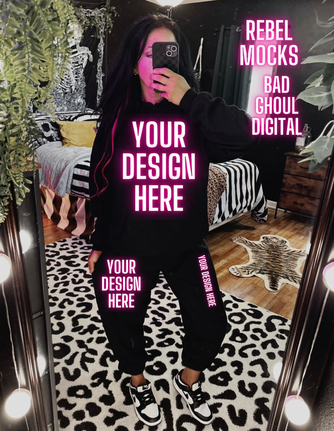 Black Sweatset Gildan Model Mock Up TRENDING sweatshirt and joggers