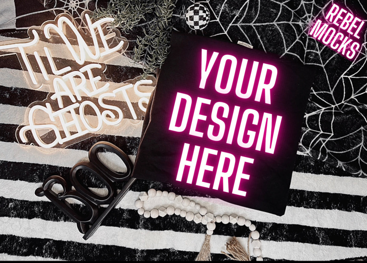 Spooky Black Tee Flat Lay Mock Up TRENDING