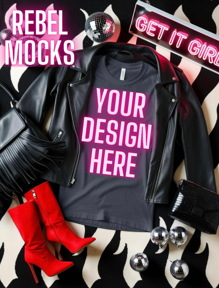 Bella Gray Tee Edgy Trendy Mock Up Flat Lay