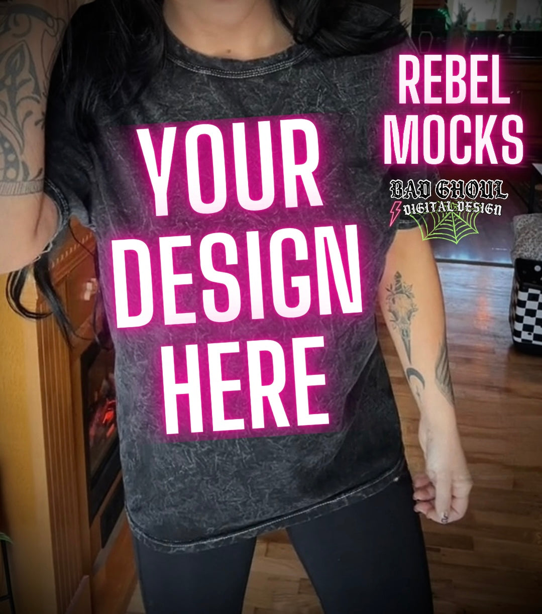 Alt Vibez Mineral Wash Tee Trendy Model Mock Up