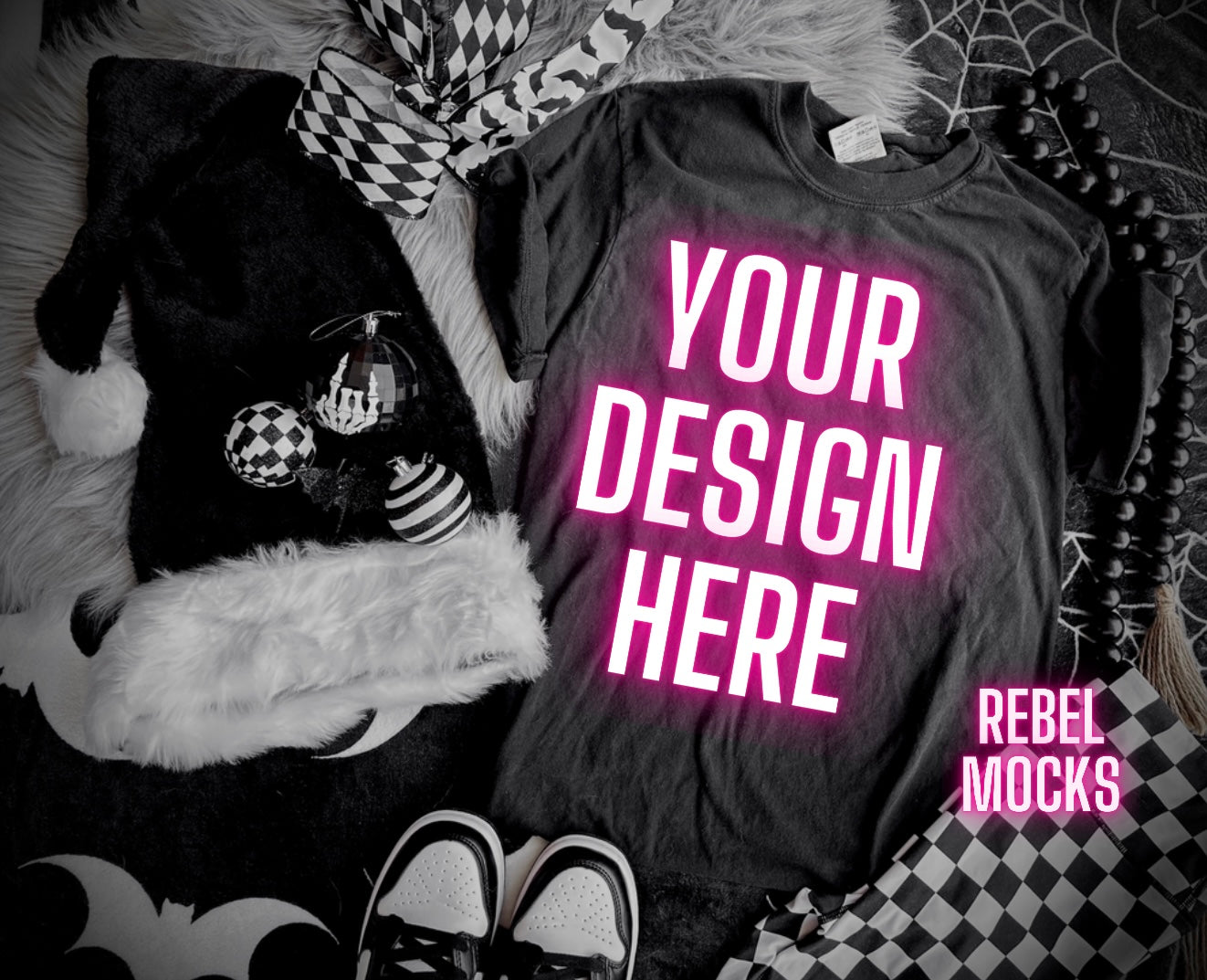 Creepmas black Tee Edgy Flat Lay Mock UP