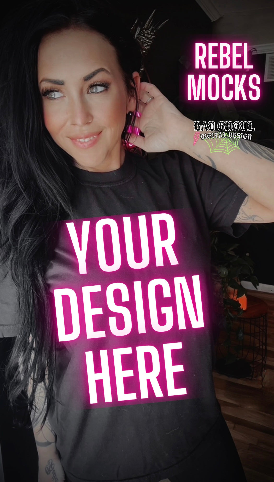 Alt Vibez Black Tee Trendy Model Mock Up