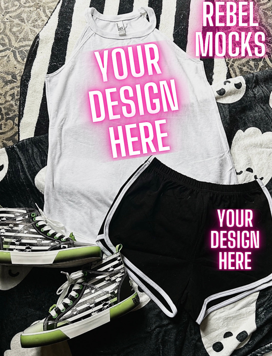 Rocker Tank and Dolphin Short Set Flat Lay Mock Up TRENDING