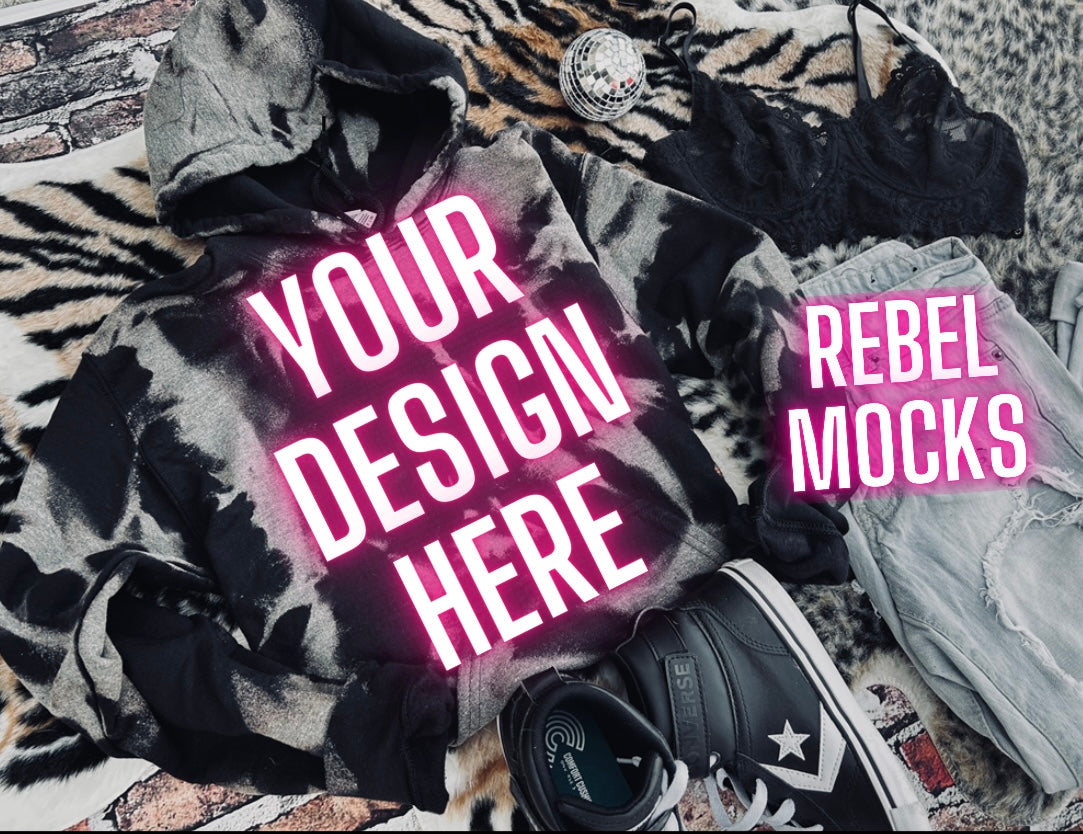 acid Wash Alt Trendy Mock Up Flat Lay