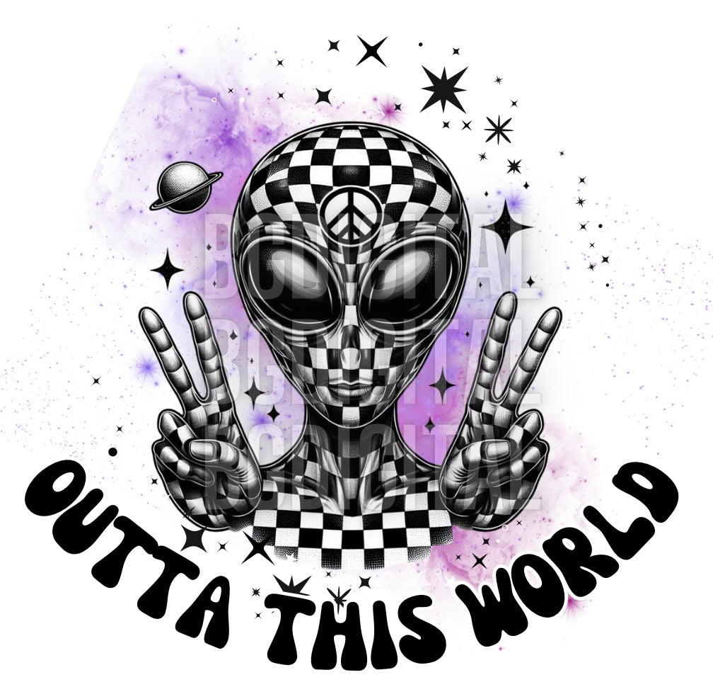 Sub and DTF Friendly Outta This World Alien PNG digital download