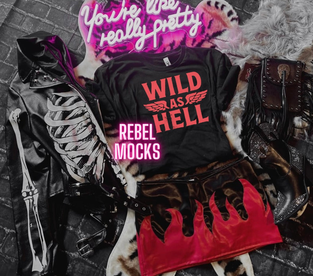 Straight Outta Hell Mock Collection EDGY BOLD ALTERNATIVE 10 Flat Lay Mock Ups Tee and Tank