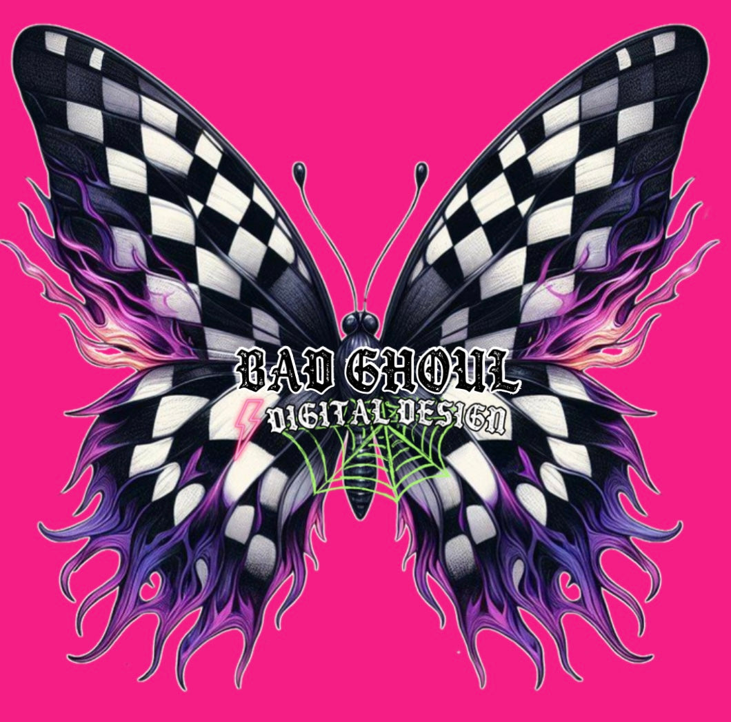 Checkered Butterfly PNG Download