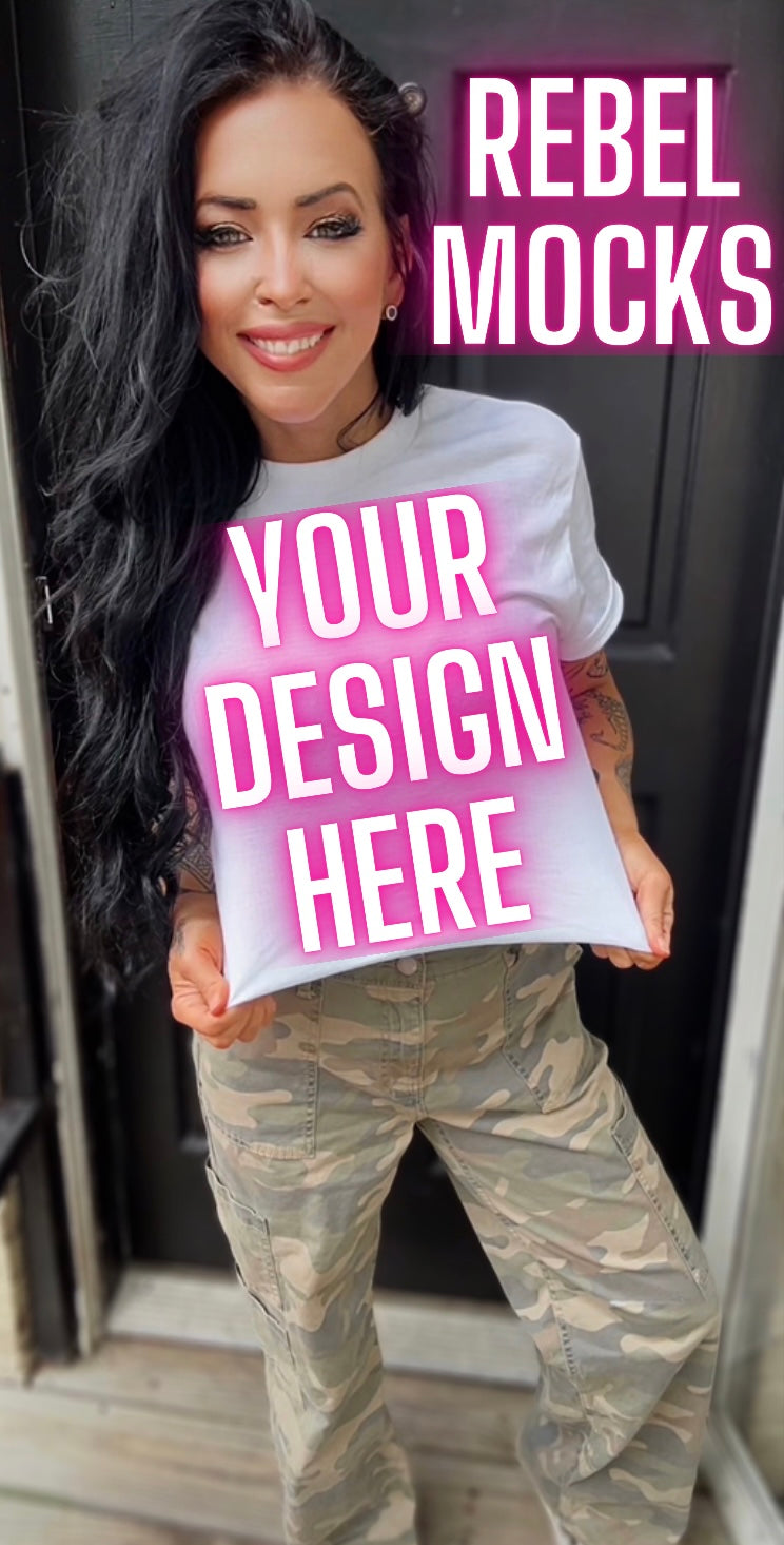 White Tee Model Mock Up Edgy Vibes