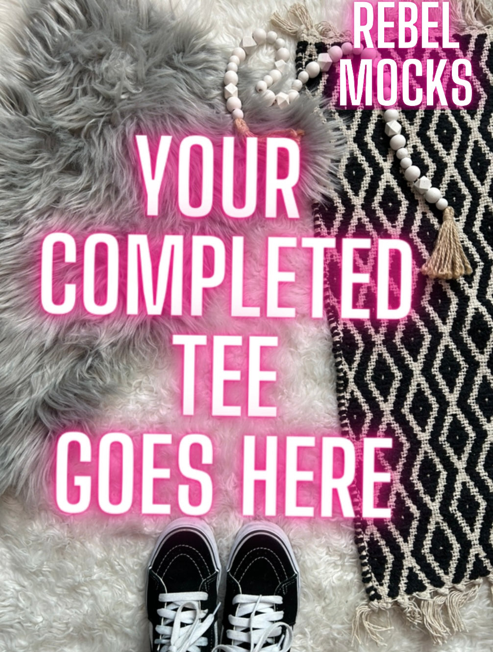 Blank Trendy YOU ADD YOUR TEE Flat Lay Mock Up