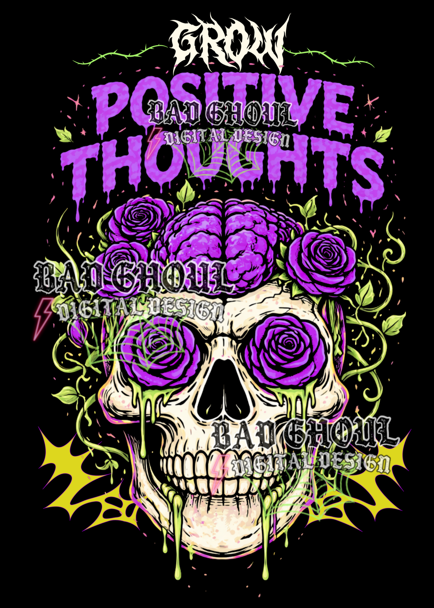 Grow positive thoughts | PNG DOWNLOAD BLACK FAB ONLY