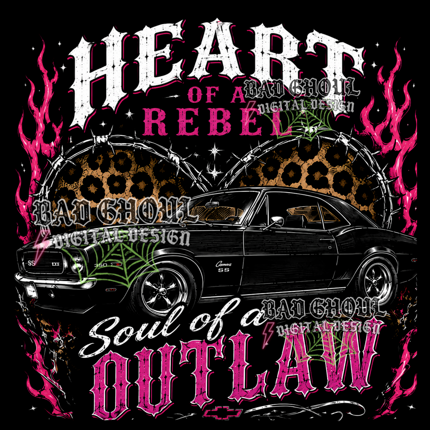 Heart of a Rebel - Classic Car | PNG DOWNLOAD | Black Fabric Only