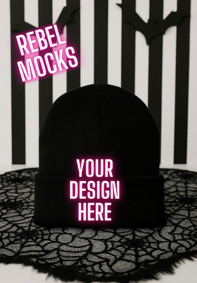 Black Beanie Goth Edgy Alternative Mock Up