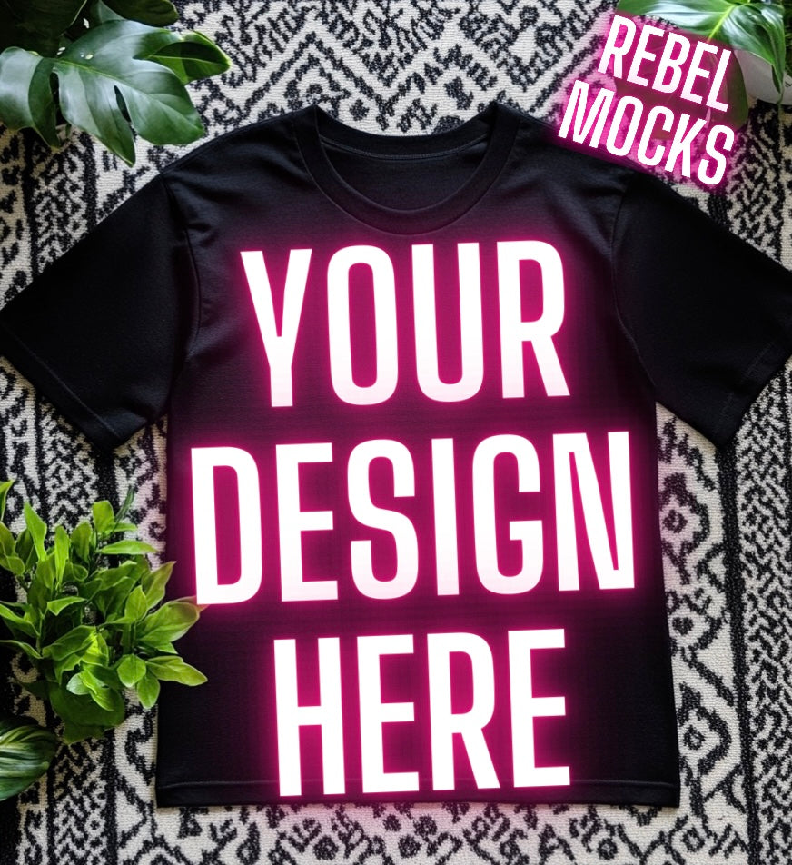 Black Tee flat lay Mock Up