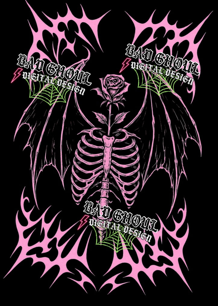 Bat Wing Ribcage PNG DOWNLOAD Black Fab Only