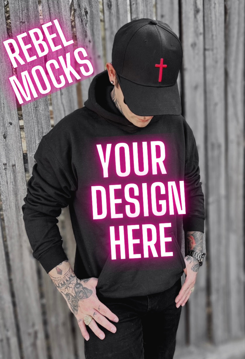 Mens Alt Style Black Hoodie Model Mock Up