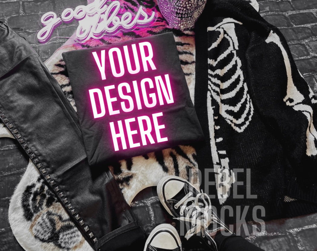 Bundle 3 Mocks Black EDGY alternative Flat Lay Mock UP