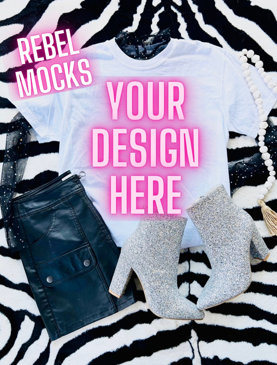 Vibes White Tee Flat Lay Mock UP