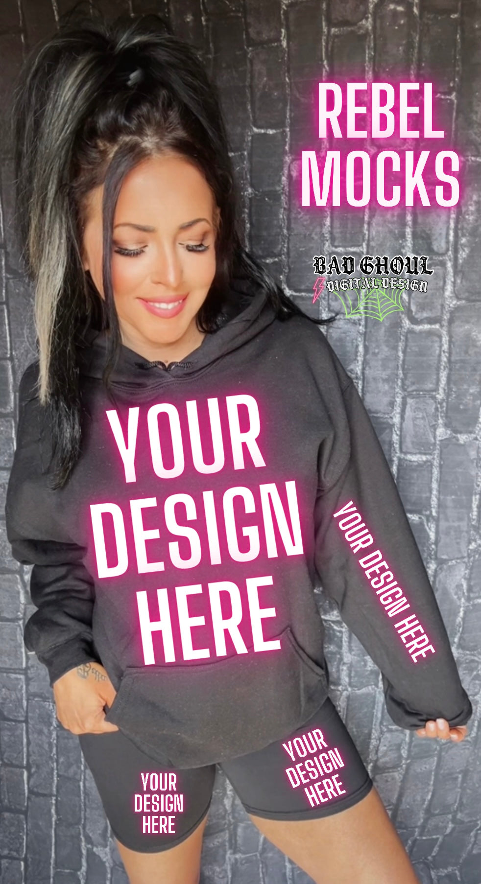 Black Hoodie & Shorts IRL Model Mock Up TRENDING