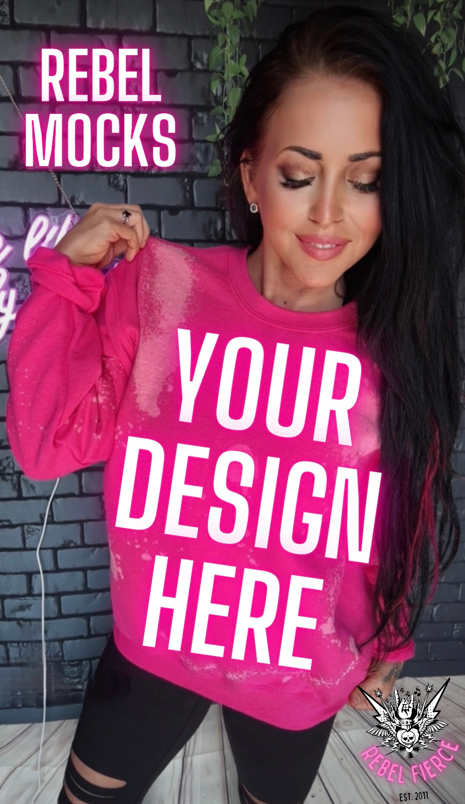 heliconia Acid Wash Crew Neck Sweatshirt IRL Model Mock Up TRENDING VIBES