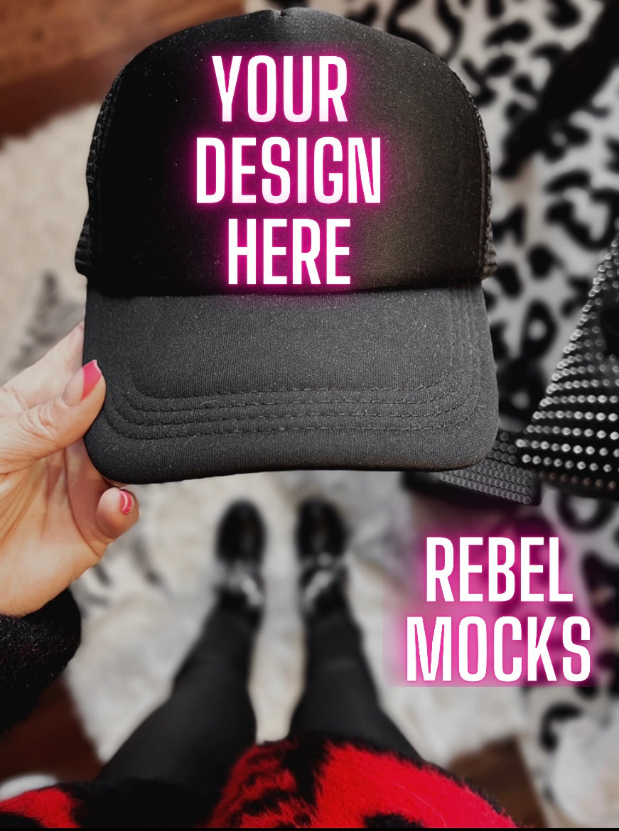 Black trucker Hat Mock Up