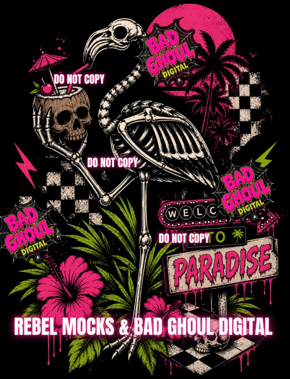 Welcome To Paradise|Black Fabric|PNG DOWNLOAD