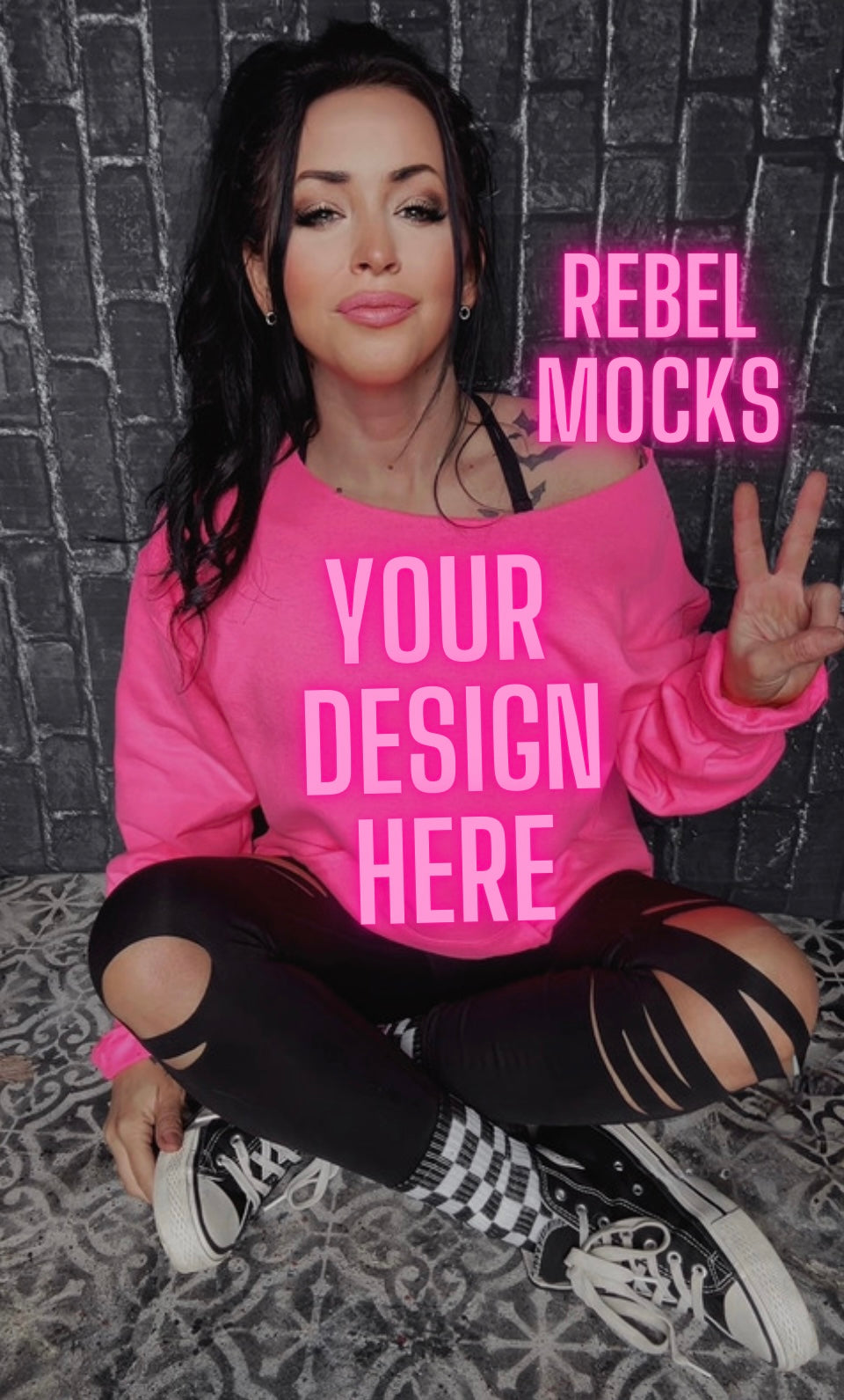 Off Shoulder Mock Safety Pink IRL Alternative Edgy