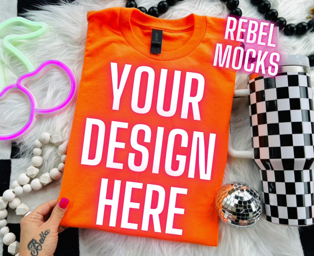 Neon Orange Flat Lay Trending Mock Up Flat Lay