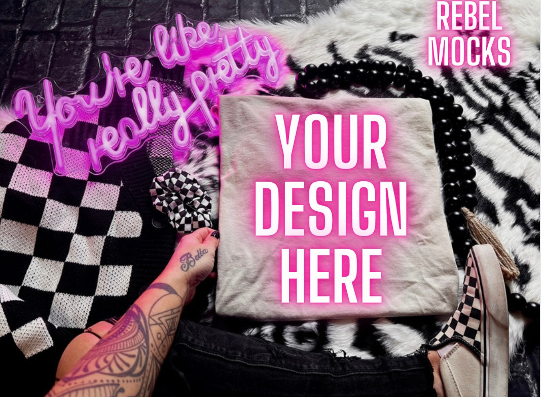 Sand Flat Lay Mock Up Trendy Edgy Vibes